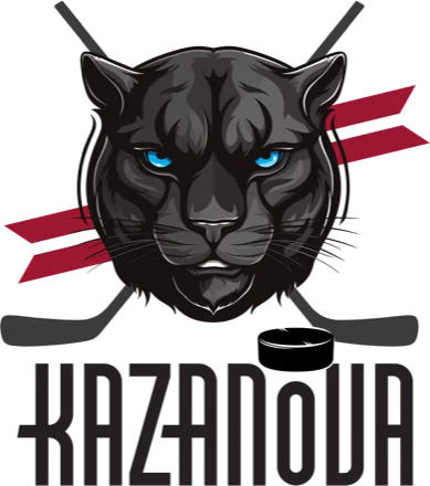 HK KAZANOVA club crest: a black panther over crossed sticks